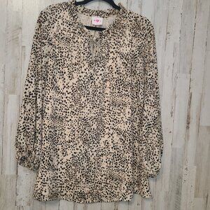 Buddy Love size XS cheetah Button Mini Shift Dress Long sleeve Animal print  car